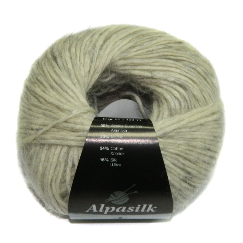 Пряжа "Alpasilk" 036 св.серый 10*50г.100м 30%альпака суперфайн,20%меринос,34%хлопок,16шелк  Filati 036														
