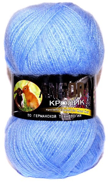 Пряжа "Ангора кролик" 300 голубой 5*100 г. 500м 40% кролик, 60% акрил  Color City