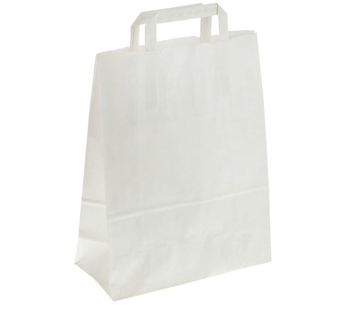 Пакет крафт размер 32*25*11cм плоская ручка, белый СЛ 1717927														