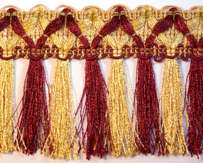 Бахрома с кистями цвет 112 бордо с золотом за 1 метр 2035-244/112