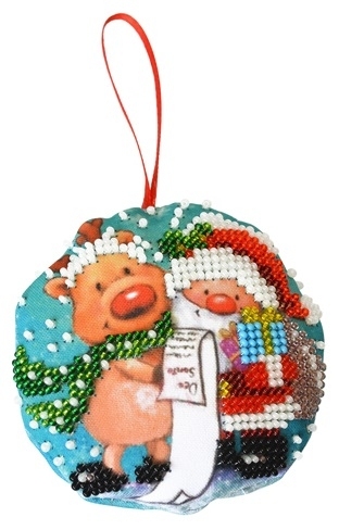 Вышивка бисером Созвездие "Новогодняя игрушка Дедушка Мороз" (8,5*8,5см)