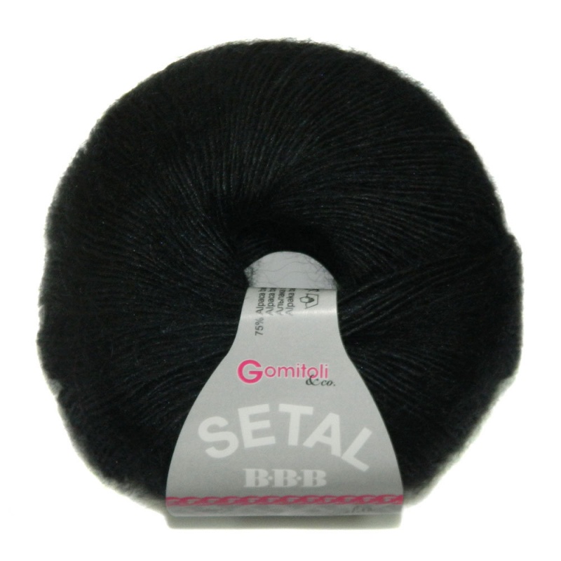 Пряжа "SETAL" 200 гагатовый 10*25 г. 150м 75% альпака бэби, 15% шелк, 10% акрил ITALY 200														