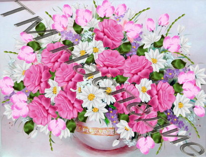 Вышивка лентами Наследие "Букет из роз и ромашек"  (19*25см) НЛ4-023														