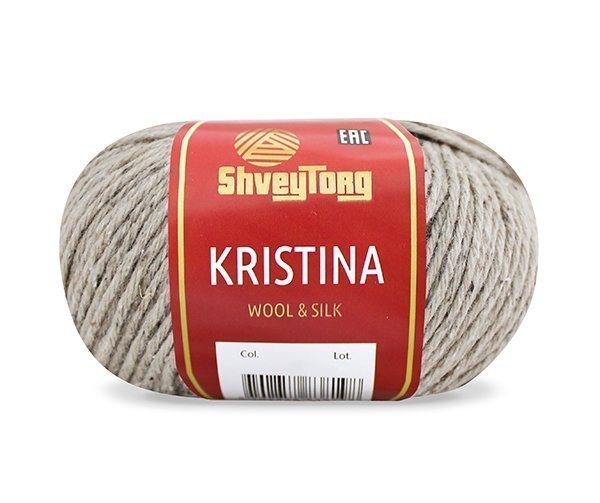 Пряжа "ShveyTorg Kristina" 07733 суровый 10*50 г. 150м 50%меринос.шерсть, 25%шелк, 25%полиамидТУРЦИЯ