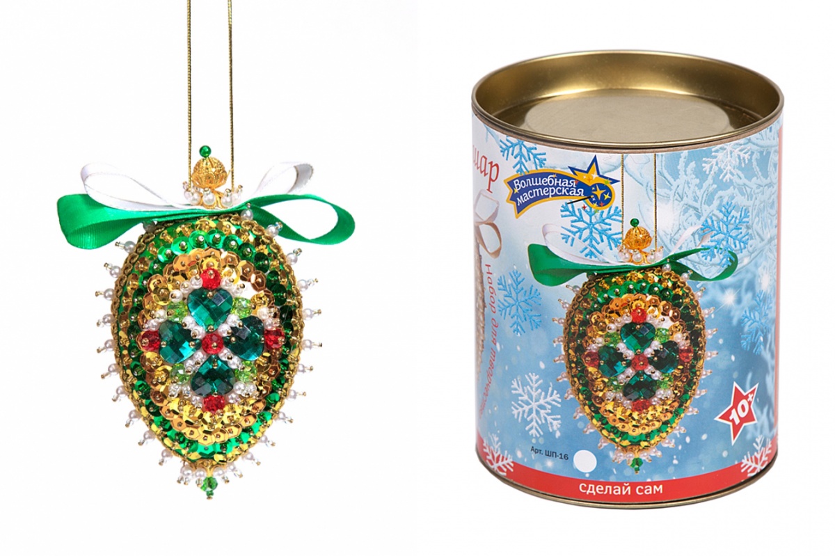Набор для творчества "Новогодняя шишка. Изумрудная" пайетки  Волшебная мастерская ШП-016														
