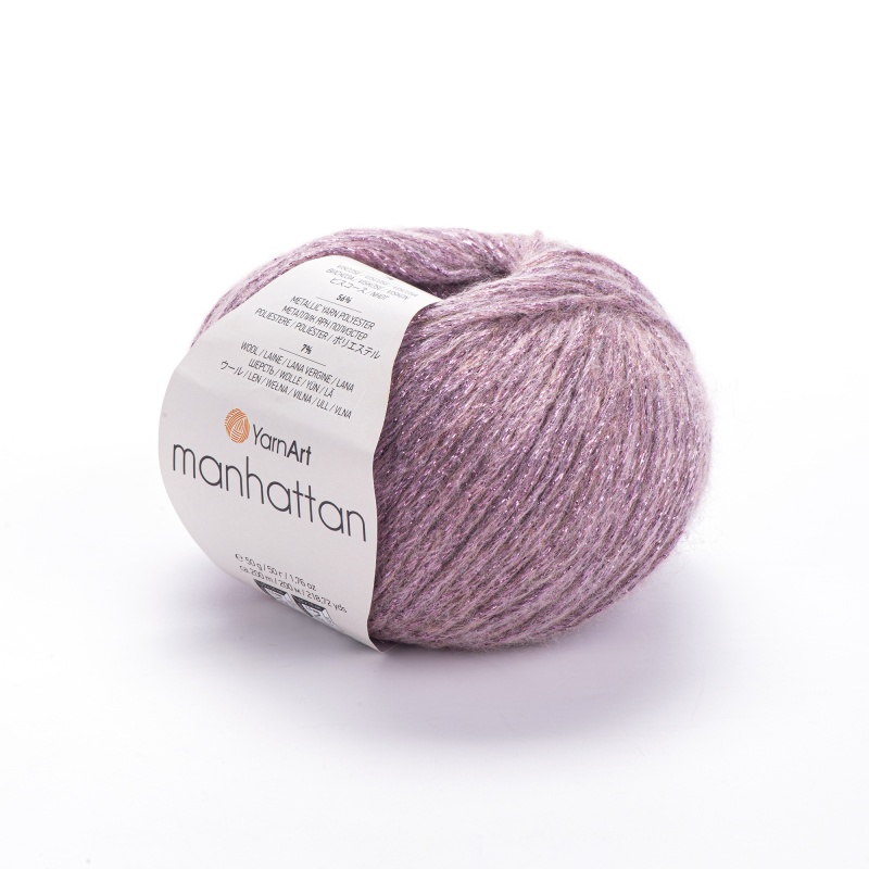 Пряжа "MANHATTAN" 909 розовый 50г. 200м. 6% металлик; 30% акрил; 7% вискоза; 7% шерсть 										