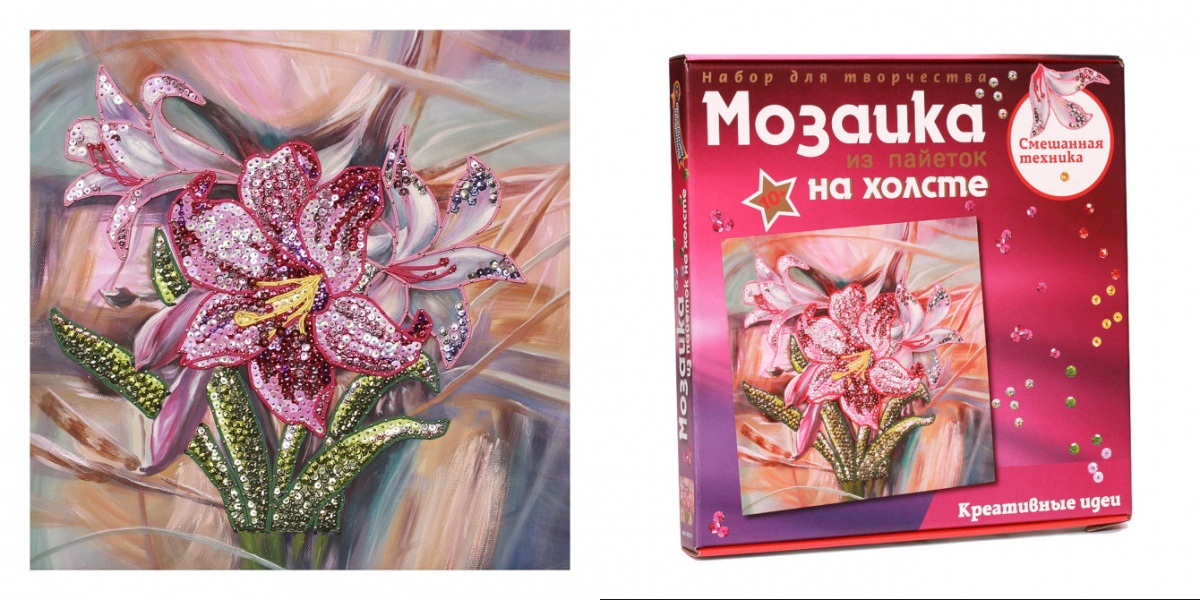 Набор для творчества "Мозаика из пайеток на холсте Лилии"  Волшебная мастерская МХ-14														