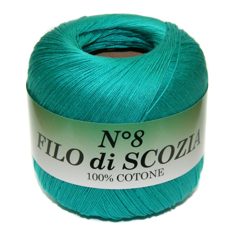 Пряжа "FILO di SCOFIA №8"  49 зеленая бирюза 10*50 г. 340м 100% хлопок  Италия 49														