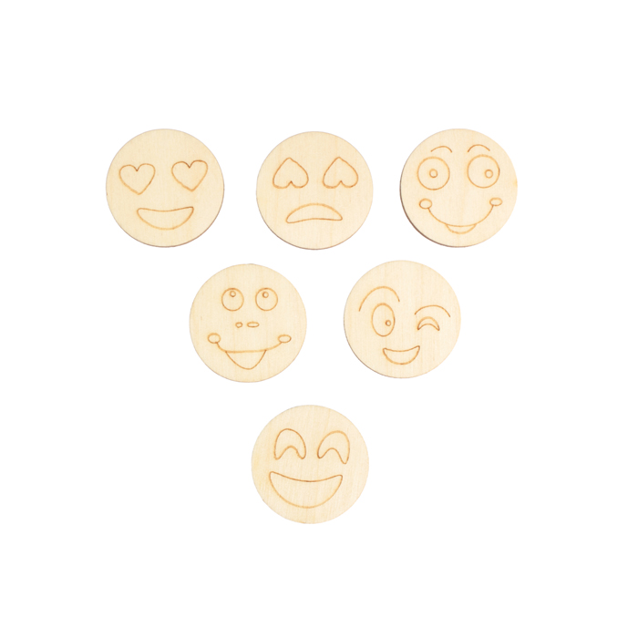 Заготовки деревян. Формы для декора. Круг 3см, набор 6шт  Buratini DZ40055														