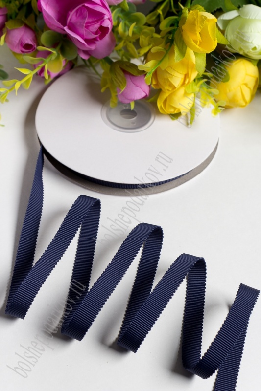 Лента репсовая с волнистыми краями, т.синий 370 10мм*18,2м 128-704/SF-1805														