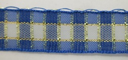 Лента 15мм "Шотландка" сине-белый с люрексом 15мм*25м