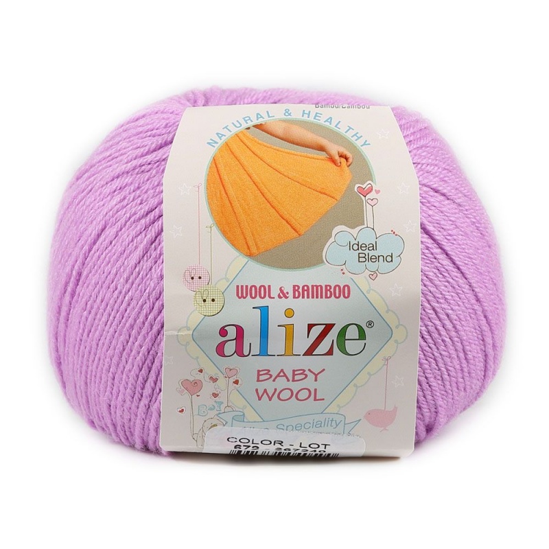 Пряжа "BABY WOOL" 33 т.розовый 10*50 г. 175м 40% шерсть. 20 % бамбук. 40% акрил   ALIZE