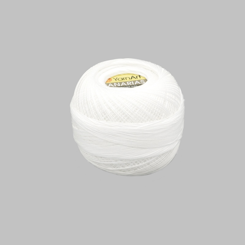 Пряжа "CANARIAS" 1000 белоснежный 20 г. 203м 100% хлопок мерсириз.  YarnArt 1000														