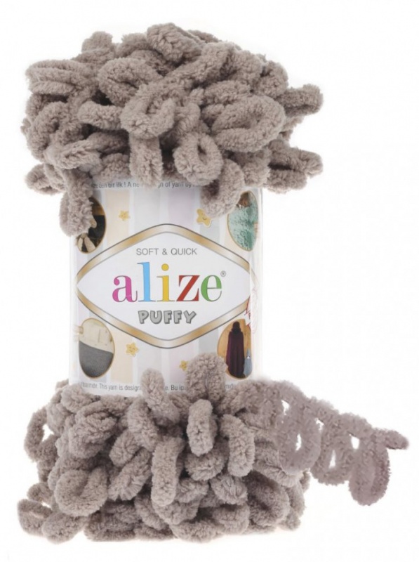 Пряжа "PUFFY" 268 молочно-бежевый 5*100 г. 9,2м. 100% микрополиэстр  Alize 268														