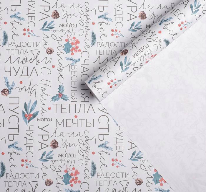 Бумага упаковочная крафт Новогодняя ассорти 70*100см 5142253/79531/80916														