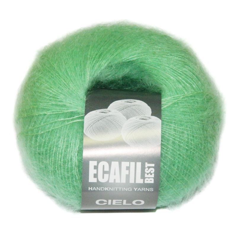 Пряжа "CIELO" 0326 светло-зеленый 10*25 г. 212м 70% суперкид мохер, 30% шелк  ITALY 326														