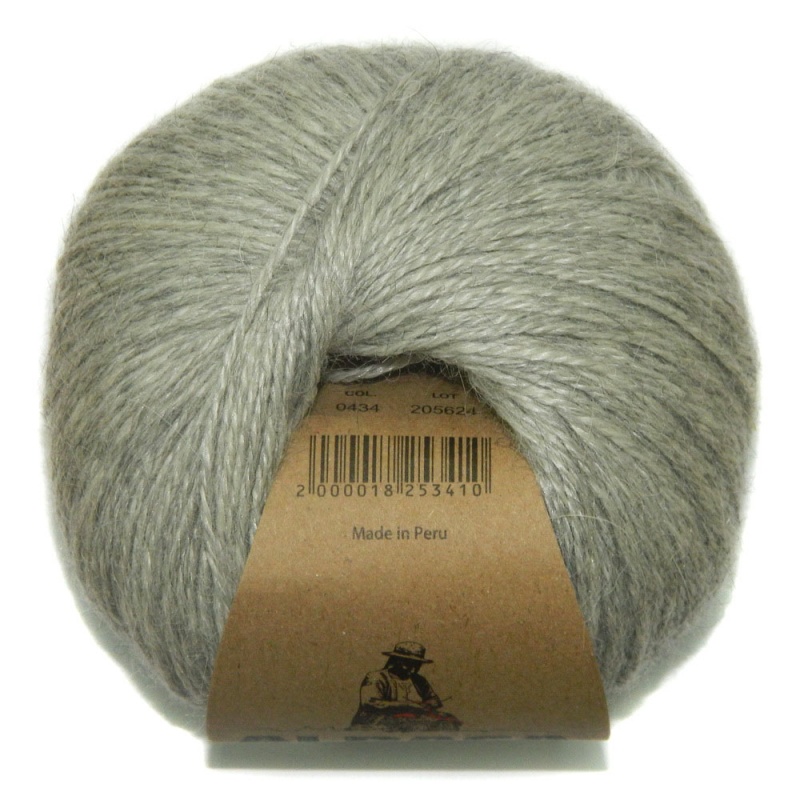 Пряжа "Alpaca Silk" 0434 серый 10*50 г. 150м 60 % альпака,40 % шелк  Перу