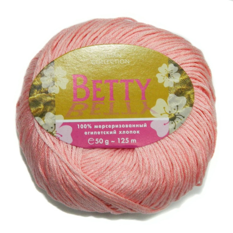 Пряжа "BETTY" 21 розовый 10*50 г. 125м 100% мерсеризованный хлопок  Weltus 21														