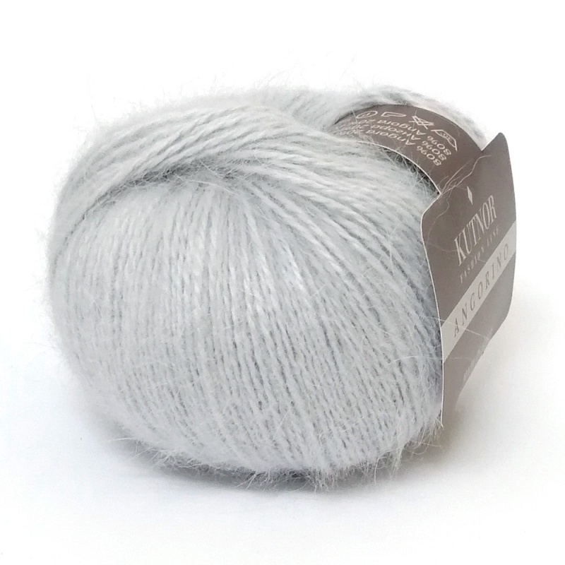 Пряжа "ANGORINO" 7225 св.серый 10*25г. 125м 80% ангора, 20% полиамид  KUTNOR(Италия) 7225														