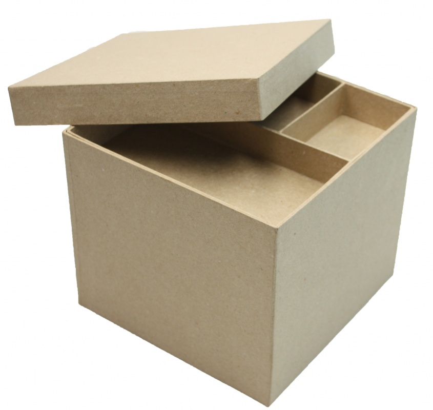 Шкатулка квадратная из папье-маше с органайзером внутри 21*17,5см РМ45														