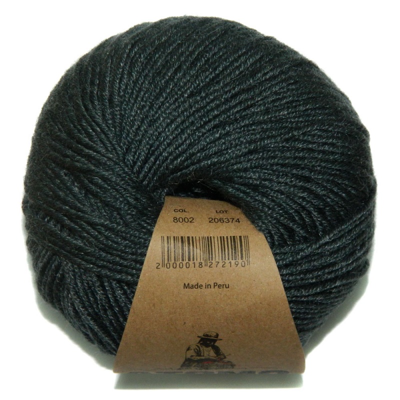 Пряжа "Atomo" 8002 т.серый 10*50 г. 116м 30% FS альпака, 50% меринос, 20% шелк  Michell 8002														