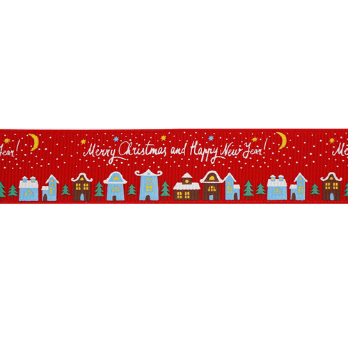 Лента репсовая "Счастливого Нового года" т.красный 22мм, 22мм*22,5м 7719647/250														