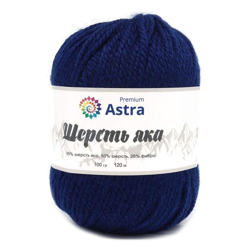 Пряжа "Шерсть яка"' (Yak wool) 16 темно-синий 10*100гр. 280м 25% шерсть яка, 50% шерсть, 25% фибра  As 16														