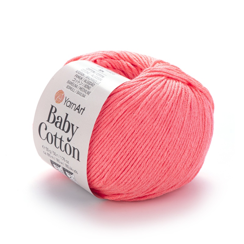 Пряжа "BABY Cotton" 424 розовый неон 50 г. 165м 50% акрил, 50% хлопок YarnArt