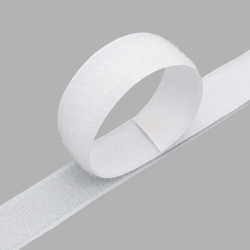 Липучка белый "Дамское счастье", лента текстильная 25мм*25м за 1 м 