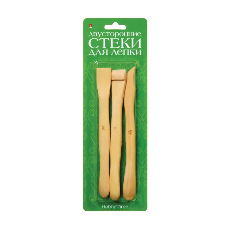 Стек 3шт. для лепки двусторонние дерево  Hobby Time 2-454/02														