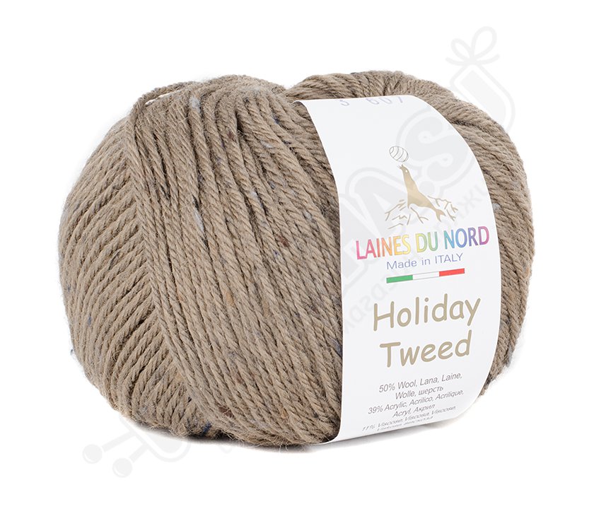 Пряжа "Holiday Tweed-Холидей Твид" 03 св. коричневый 10*50 г. 125м 50% шерсть, 39% акрил,11 вискоза du Nord