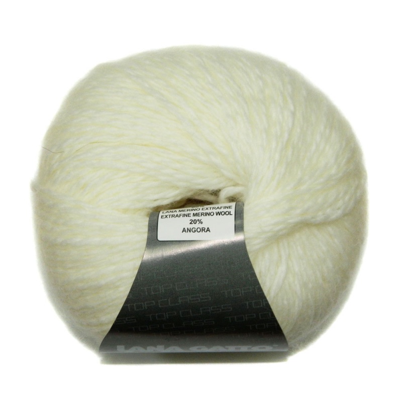 Пряжа "CLASS" 5229 белый 10*50 г. 125м 80% меринос. шерсть экстрафа 20%ангора  LANA GATTO 5229														