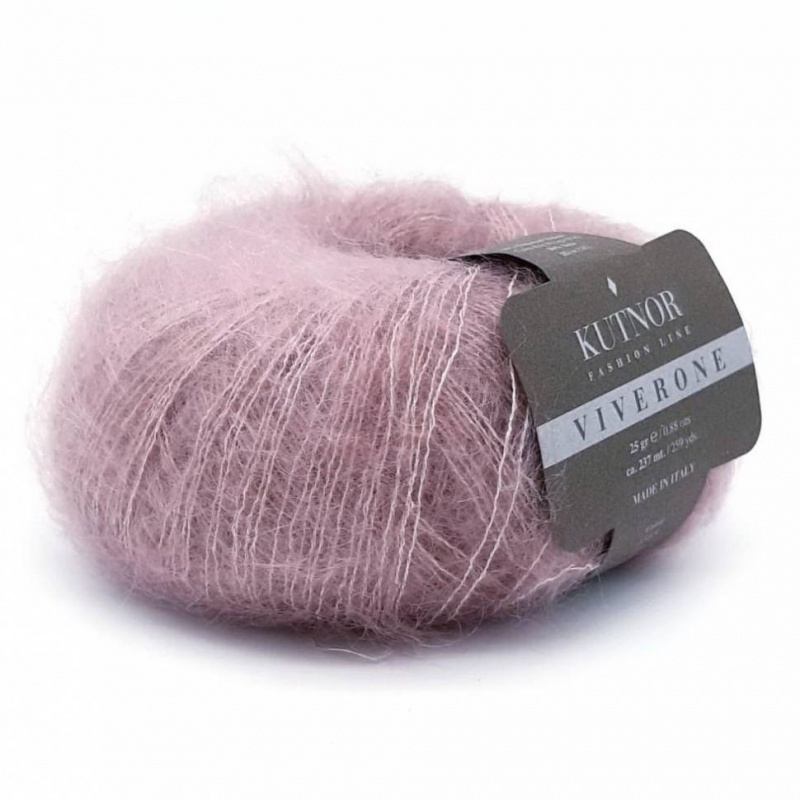 Пряжа "VIVERONE" 1515 пыльная роза 10*25г. 259м. 70%  супер кид мохер, 30% шёлк  Kutnor(Италия) 1515														