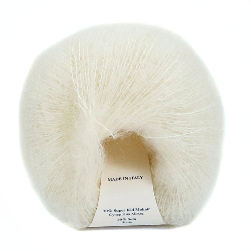 Пряжа "Vittorio" 0350 молочный 10*25г. 200м. 70% мохер, 30% шёлк  Kutnor 0350														