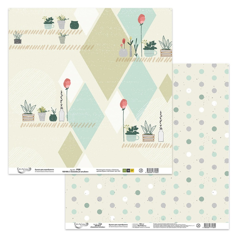 Бумага для скрапб. двустор. "Mr. Painter. Семейный альбом" 30.5*30.5см PSR 180106														