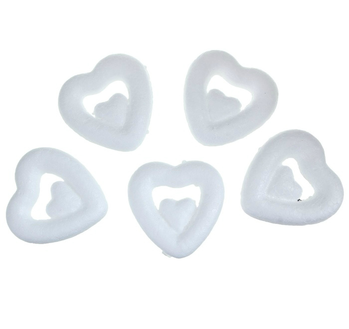 Пенопласт белый Сердце двойное d=5см набор 5шт. за 1шт  Сима-Ленд