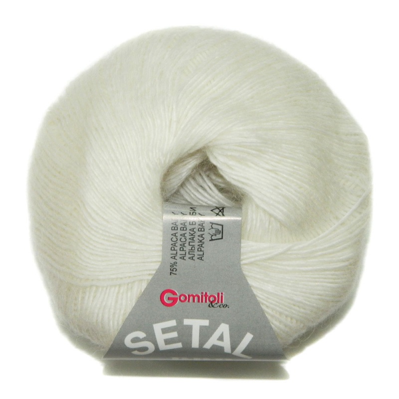 Пряжа "SETAL" 100 белый 10*25 г. 150м 75% альпака бэби, 15% шелк, 10% акрил ITALY 100														