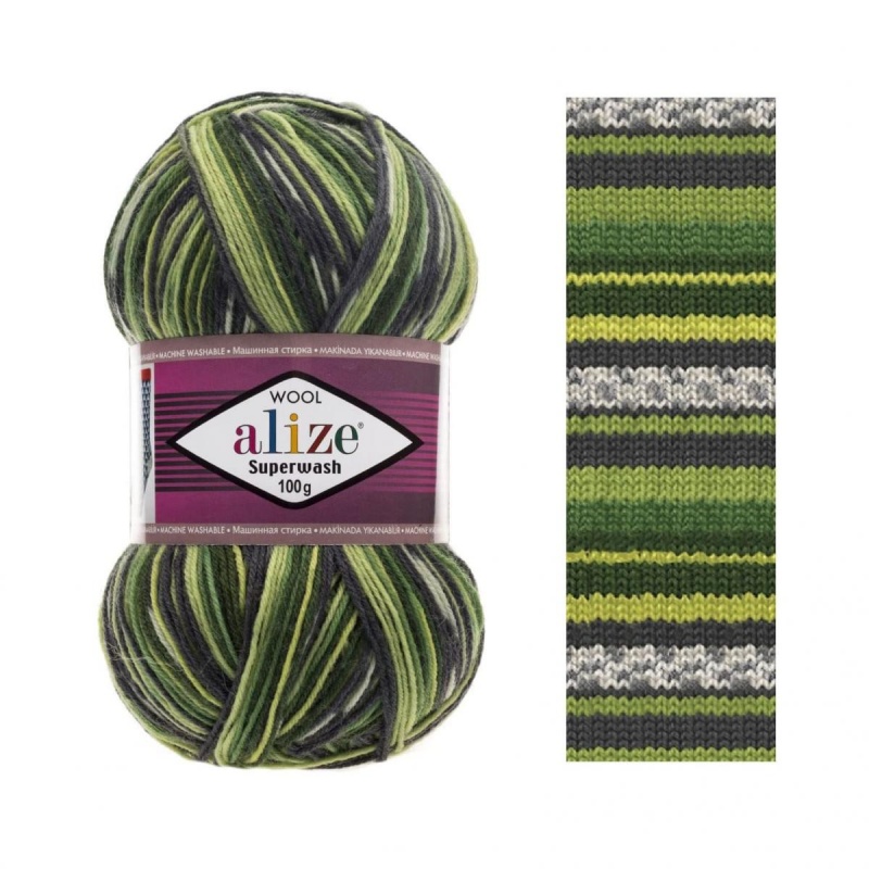 Пряжа "SUPERWASH 100" 2696    5*100 г. 420м 75% шерсть; 25% полиамид  ALIZE 2696														