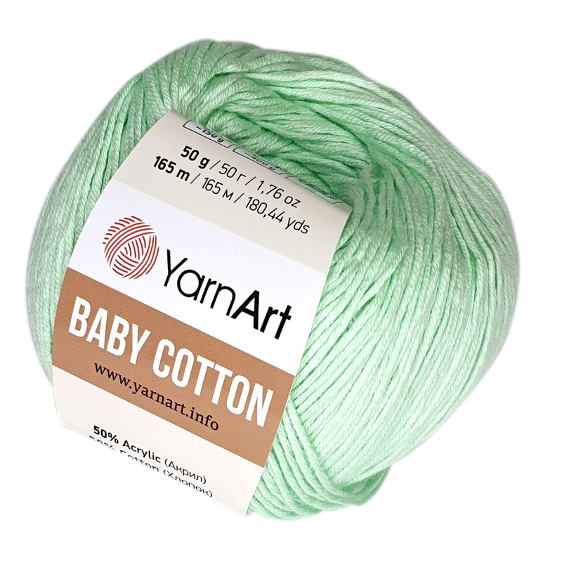 Пряжа "BABY Cotton" 435 мята 50 г. 165м 50% акрил, 50% хлопок YarnArt 														
