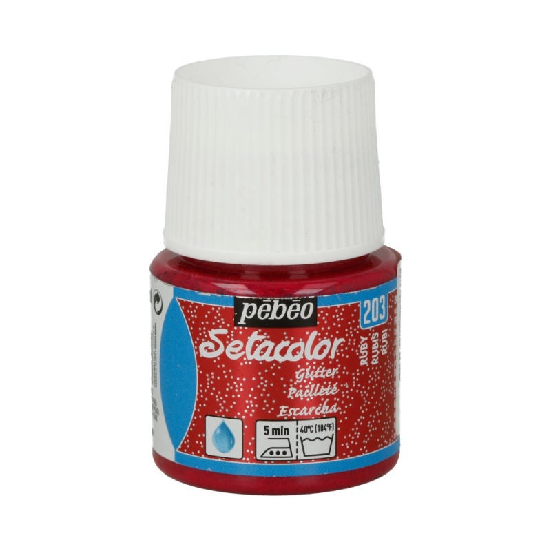 Краски по ткани с микро-глиттером "Setacolor" 329203 рубин 45 мл  Pebeo 329203														