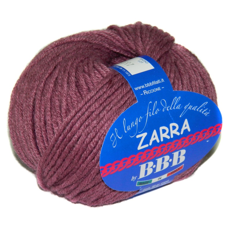Пряжа "Zarra-Зарра" 019 сухая роза 10*50 г. 90м 49% мериносовая шерсть, 51% акрил  BBB Filati 019														