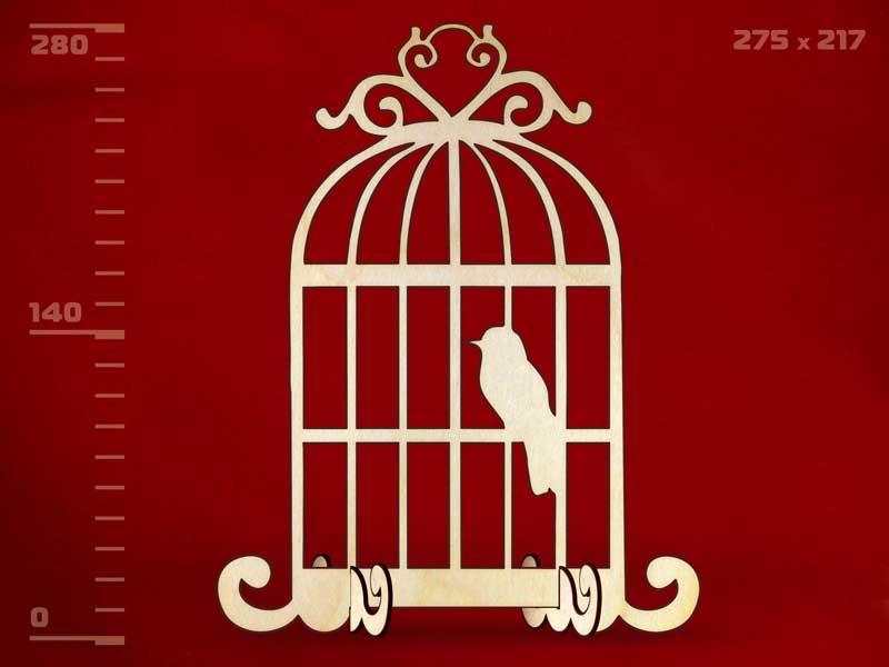 Заготовка для декорирования "Подставка под украшения. Клетка с птичкой" дерево  Полноцвет 13852	