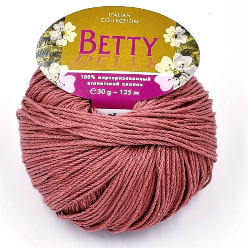 Пряжа "BETTY" 104 пыльная роза 10*50 г. 125м 100% мерсеризованный хлопок  Weltus