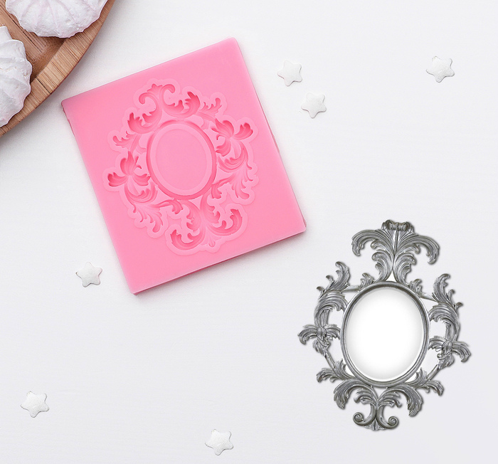 Молд для творчества "Вензели. Рамка" розовый 6,7*7,5*0,5см  АртУзор 2818778														