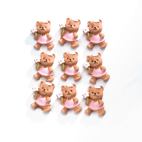 Декоративный элемент Медвежата 2,0*1,5см полирезин розовый набор 9шт.  GLOPEX 63805451														