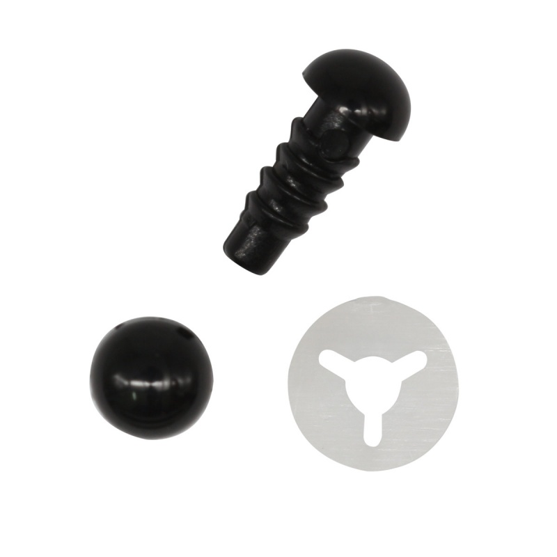 Глаза-бусинки  6мм пластиковые цвет черный с фиксаторами набор 24шт. за 1шт 7722402/Г7														