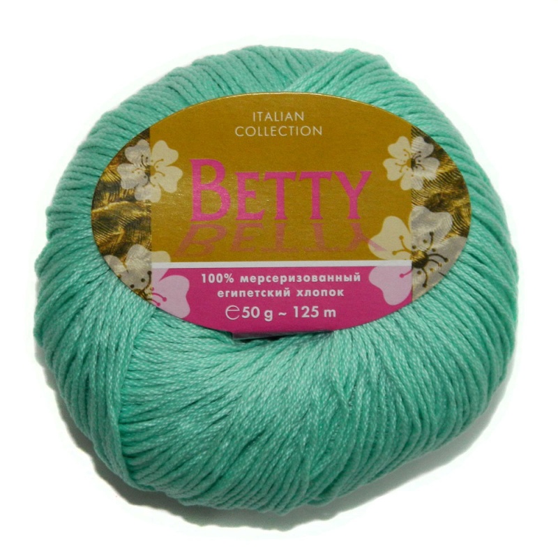 Пряжа "BETTY" 51 св. бирюза 10*50 г. 125м 100% мерсеризованный хлопок  Weltus 51														