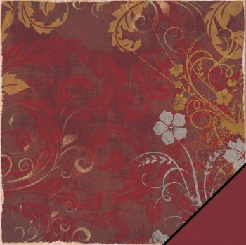 Бумага для творчества "Цветы на красном" фольгированная А4 1лист