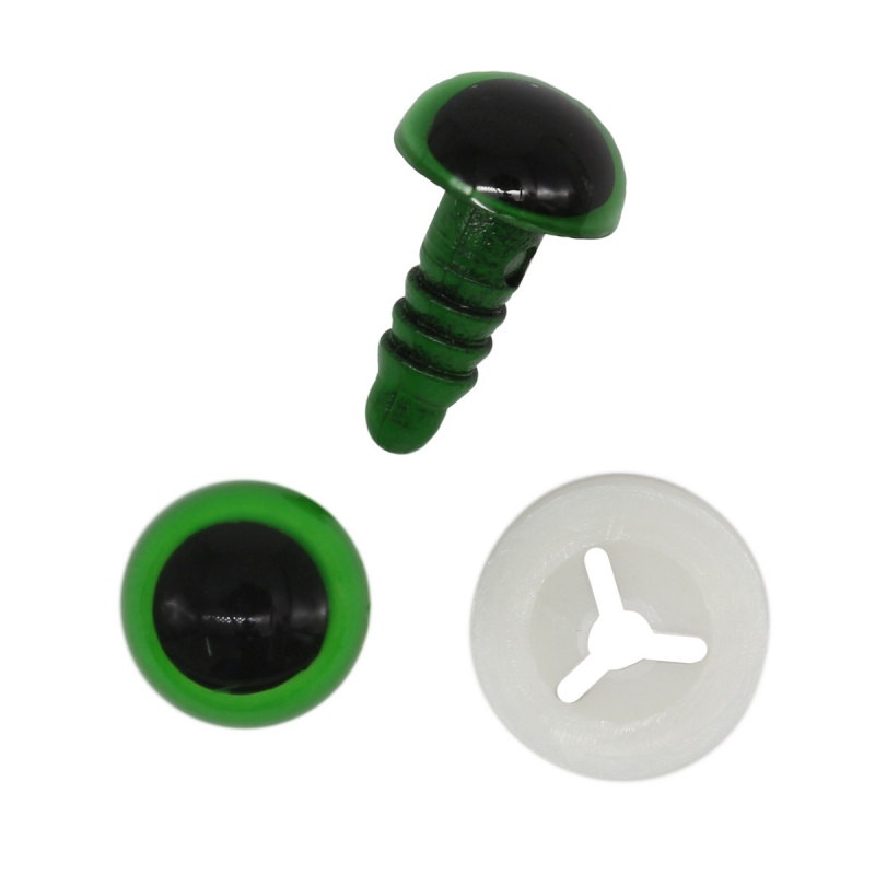 Глаза  10мм пластик с фиксатором зеленый набор 24шт. за 1шт 7722412														