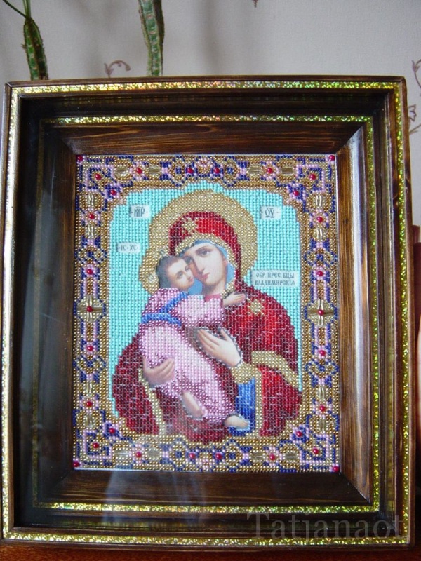 Вышивка бисером Чарiвна Мить "Икона Божьей Матери Владимирской" (15.7*18.8см)